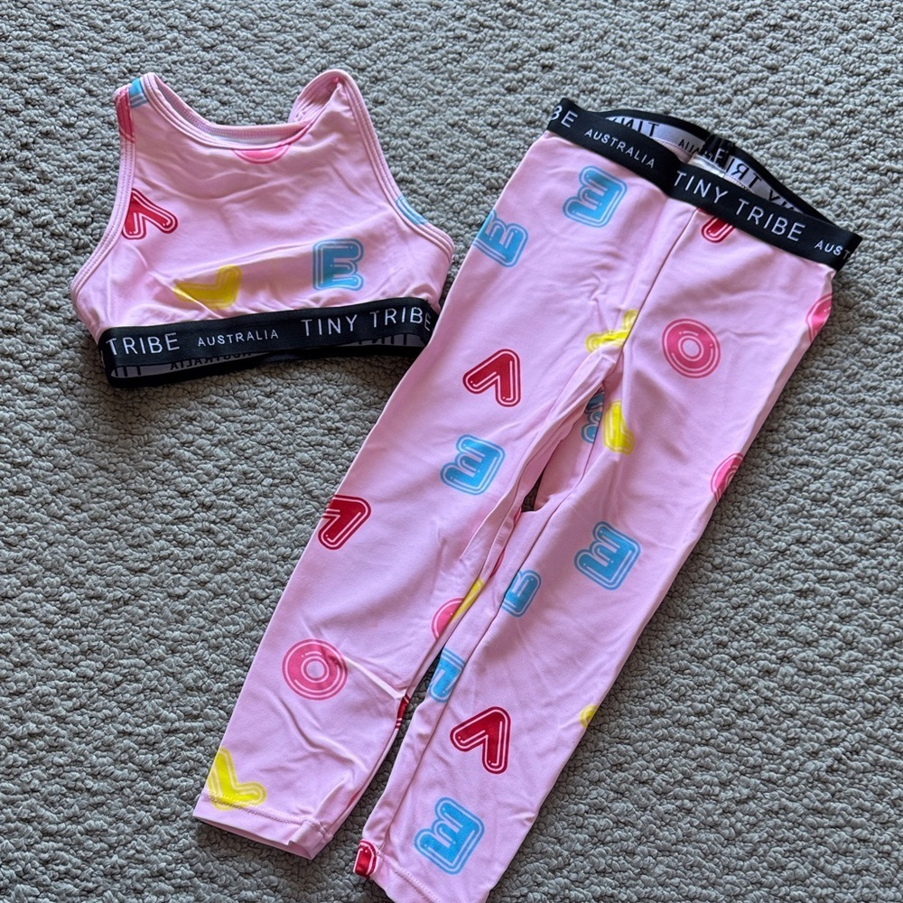 Tiny Tribe Pink Kids Matching Active Set — Bralette & Leggings